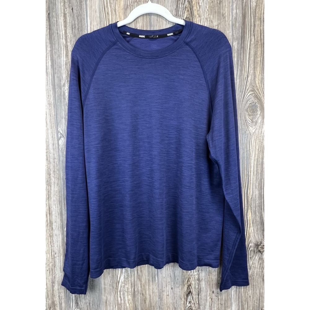 Rhone Men's Vapor Training Long Sleeve Top Blue Quartz Size M Raglan Long Sleeve